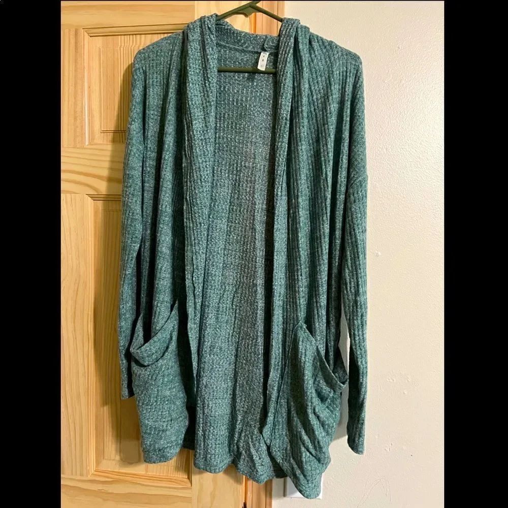 Sage Boyfriend fit hooded Cardigan